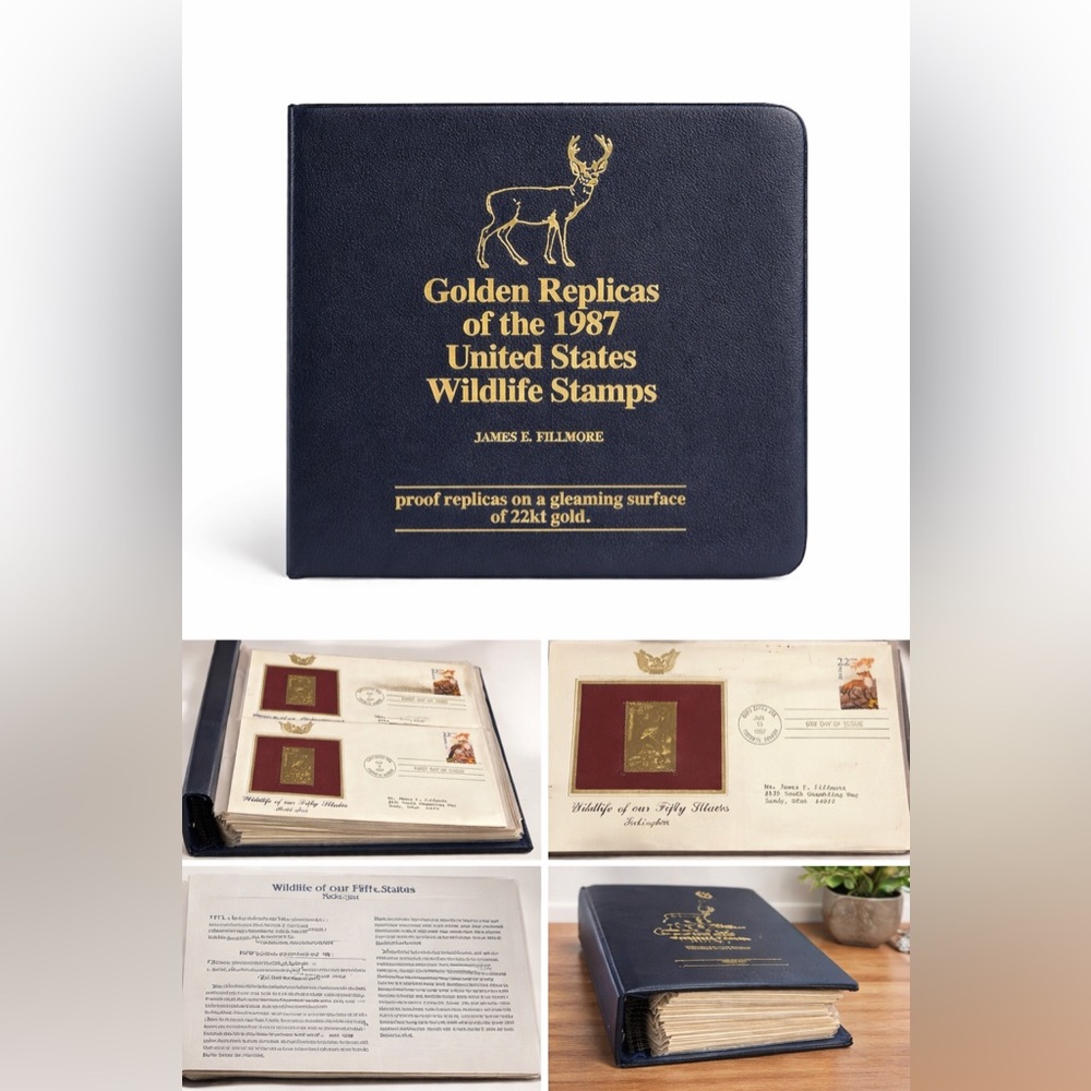 Golden Replicas of the 1987 U.S 50 Wildlife Stamps 22kt Gold Complete Set